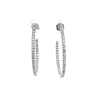 14K White Gold 0.74cttw Diamond Hoop Earrings