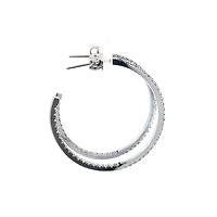 14K White Gold 0.74cttw Diamond Hoop Earrings