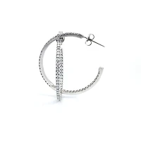 14K White Gold 0.74cttw Diamond Hoop Earrings