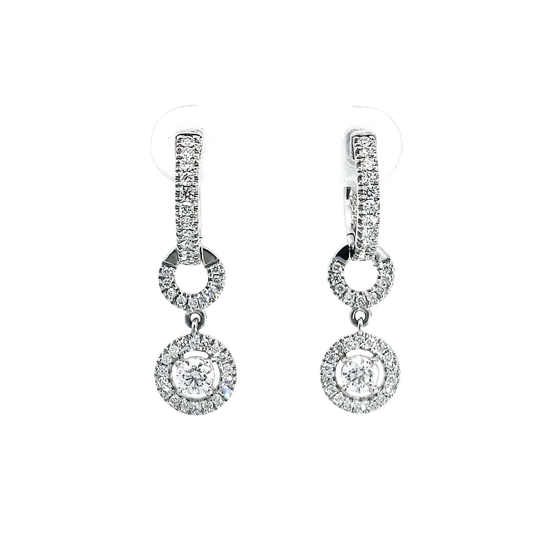 14K White Gold 0.93cttw Diamond Drop Earrings