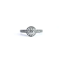 14K White Gold 0.67cttw Diamond Halo Engagement Ring, 6.5