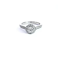 14K White Gold 0.67cttw Diamond Halo Engagement Ring, 6.5