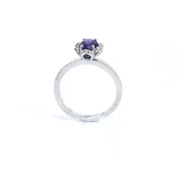 14K White Gold 0.80cttw Amethyst and 0.12cttw Diamond Ring, size 6