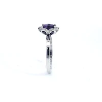 14K White Gold 0.80cttw Amethyst and 0.12cttw Diamond Ring, size 6