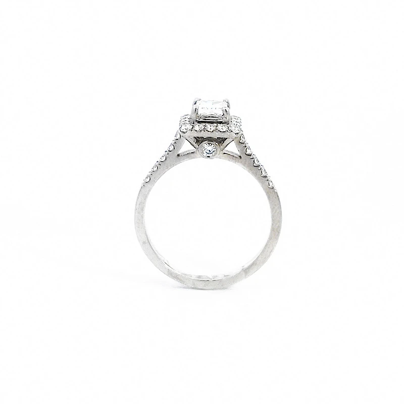 14K White Gold 0.99cttw Princess Cut Diamond Halo Engagement Ring