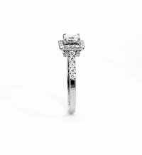 14K White Gold 0.99cttw Princess Cut Diamond Halo Engagement Ring