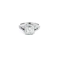 14K White Gold 0.87cttw Princess Cut Diamond Halo Engagement Ring