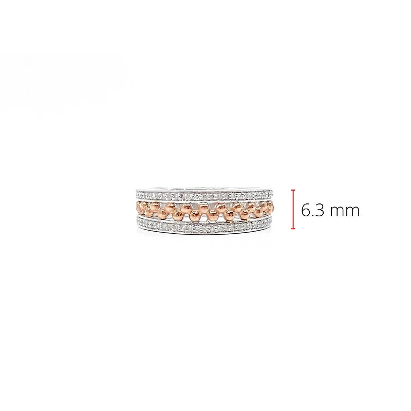 10K White & Rose Gold 0.18cttw Diamond Ring, size 6.5