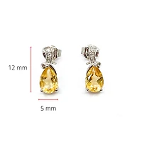 10K White Gold 1.25cttw Genuine Citrine & 0.032cttw Diamond Earrings