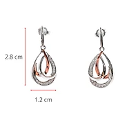 Sterling Silver and 10K Rose Gold 0.07cttw Diamond Chandelier Dangle Earrings