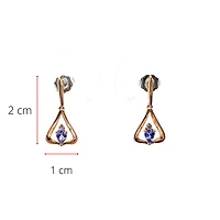 14K Rose Gold 0.32cttw Pear Cut Tanzanite & 0.048cttw Diamond Stud Dangle Drop Earrings