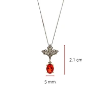 10K White & Yellow Gold 0.50cttw Genuine Fire Opal & 0.08cttw Diamond Pendant, 18"