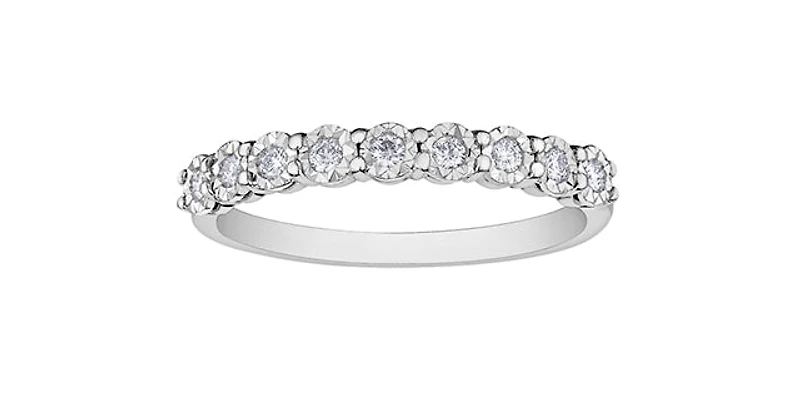 10K White Gold 0.15cttw Illusion Setting Diamond Ring, size 6.5
