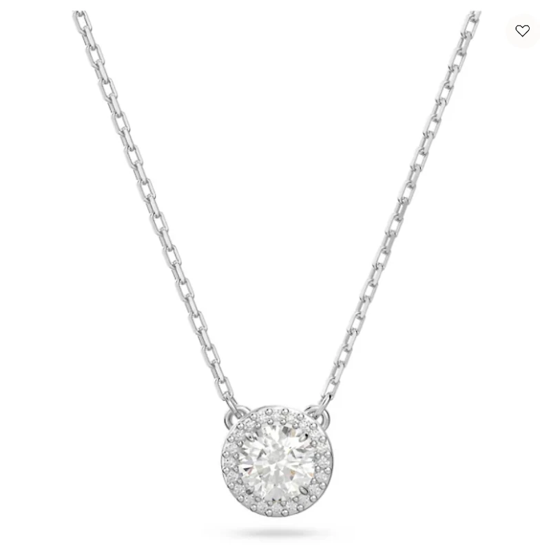 Swarovski Constella/Una pendant, Round cut, Pavé, White, Rhodium plated - 5636264