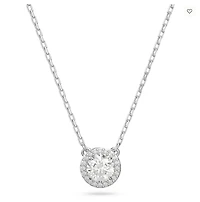 Swarovski Constella/Una pendant, Round cut, Pavé, White, Rhodium plated - 5636264
