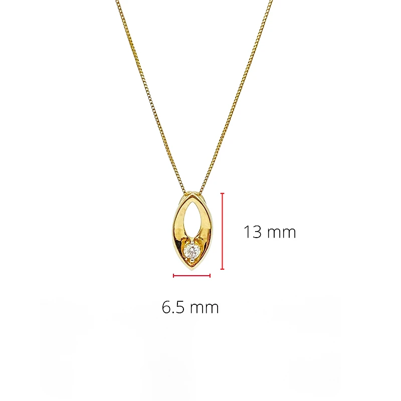 10K Yellow Gold 0.066cttw Canadian Diamond Necklace, 18"