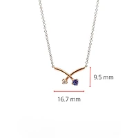 14K White & Rose Gold 0.12cttw Genuine Tanzanite and 0.05cttw Diamond Pendant, 18"