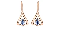 14K Rose Gold 0.32cttw Pear Cut Tanzanite & 0.048cttw Diamond Stud Dangle Drop Earrings