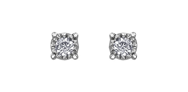 10K White Gold Diamond Earring