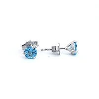 10K White Gold 5mm Topaz Earrings with Three Claw Setting