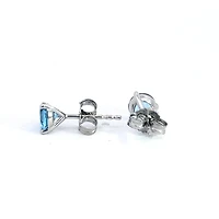 10K White Gold 5mm Topaz Earrings with Three Claw Setting