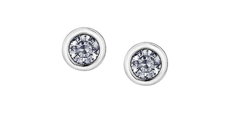 14K White Gold 0.30cttw Canadian Diamond Bezel Set Earrings