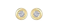 14K Yellow Gold 0.15cttw Canadian Diamond Bezel Set Earrings