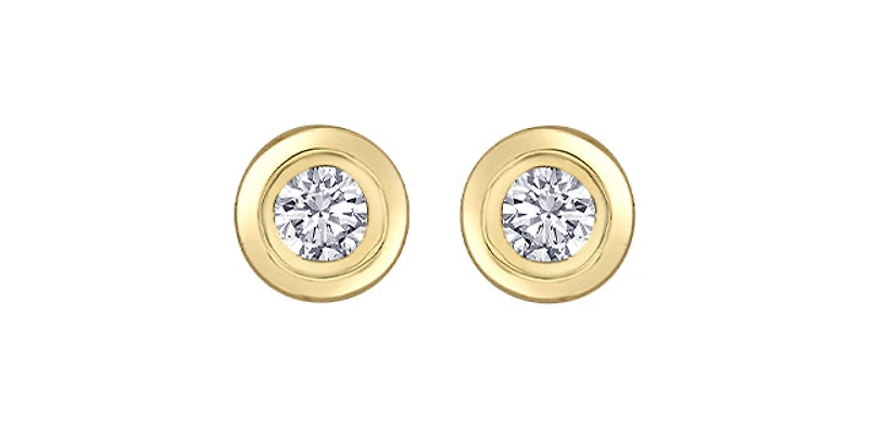 14K Yellow Gold 0.30cttw Canadian Diamond Bezel Set Earrings