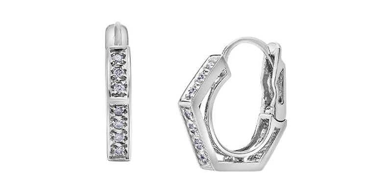 10K Gold 0.25cttw Diamond Hoop / Huggie / Hinged Earrings