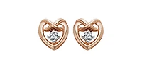 10K White & Rose Gold 0.032cttw Diamond Heart Stud Earrings