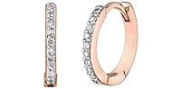 10K Rose Gold 0.05cttw Diamond Hoop / Huggie Earrings
