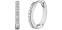10K White Gold 0.05cttw Diamond Hoop / Huggie Earrings