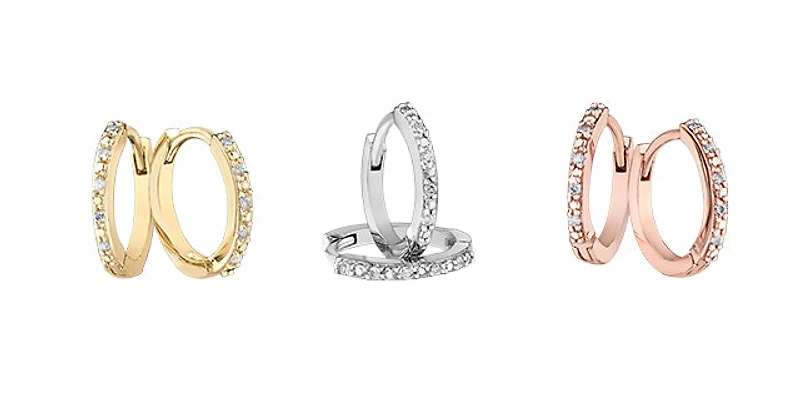 10K White Gold 0.05cttw Diamond Hoop / Huggie Earrings