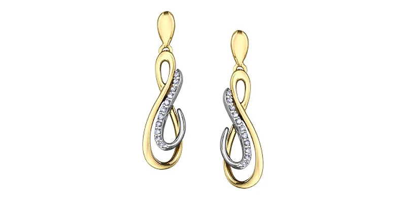 10K Yellow Gold 0.09cttw Diamond Dangle Earrings