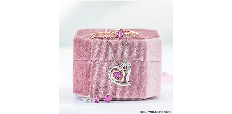 10K White Gold 5mm Pink Topaz Earrings with Three Claw Setting