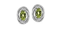 925 Sterling Silver Peridot & Diamond Earrings