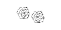 Sterling Silver 0.04cttw Diamond Flower Earring