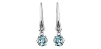 10K White Gold 0.64cttw Aquamarines & 0.012cttw Diamond Dangle / Drop Earrings