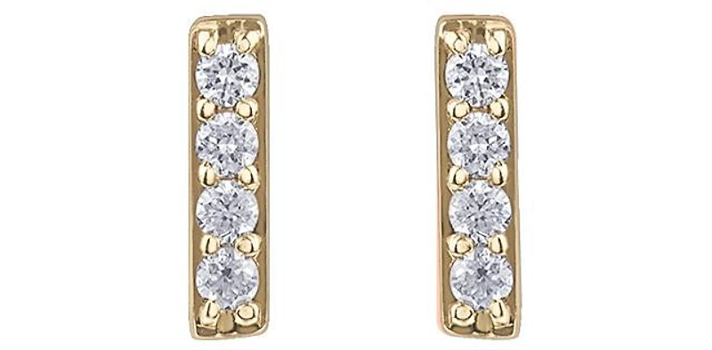 10K Yellow Gold Diamond Bar Earrings 0.14cttw