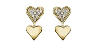 10K Yellow Gold Diamond Heart Earrings 0.10cttw