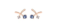 14K White & Rose Gold 0.16cttw Genuine Tanzanite & 0.05cttw Canadian Diamond Earrings