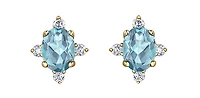 10K Yellow Gold Aquamarine and Diamond Earrings