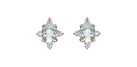 10K Yellow Gold White Topaz and Diamond Earrings