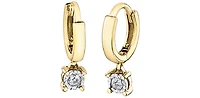 10K Yellow Gold 0.06cttw Diamond Dangle Drop Earrings