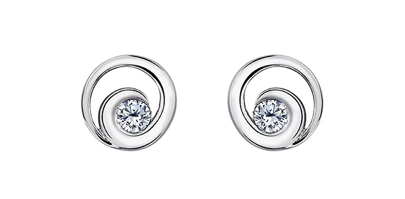 14K White Gold 0.128cttw Canadian Diamond Earring