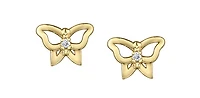 10K Yellow Gold 0.02cttw Diamond Butterfly Stud Earrings
