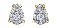 10K Yellow Gold 0.168cttw Diamond Pear Shaped Cluster Stud Earrings