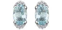10K White Gold 0.80cttw Aquamarine and 0.05cttw Diamond Earrings with Butterfly Backs