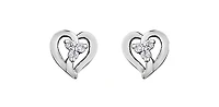 10K White Gold 0.03cttw Diamond Heart Earrings