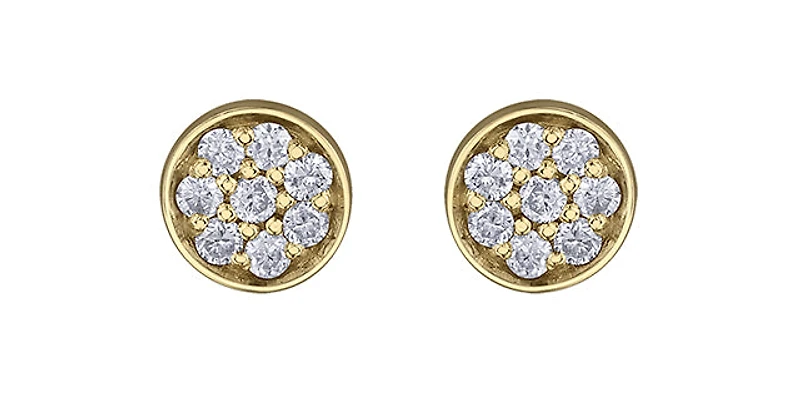10K Yellow Gold 0.08cttw Diamond Pave Stud Earrings